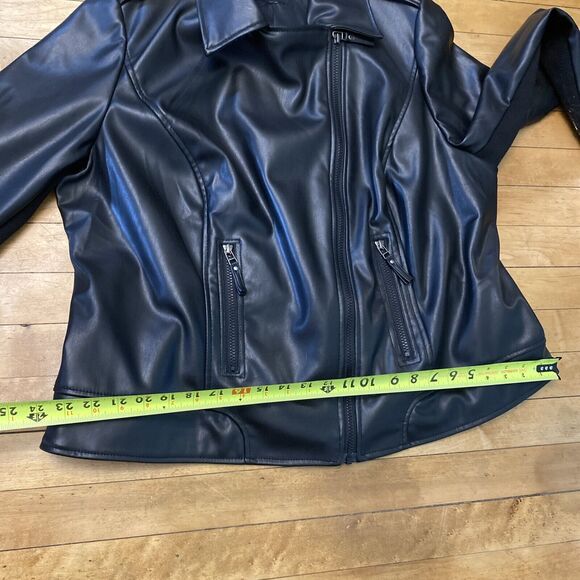 Lane Bryant Womens Jacket Size L? Black Polyester Faux Leather Bomber - Picture 11 of 16